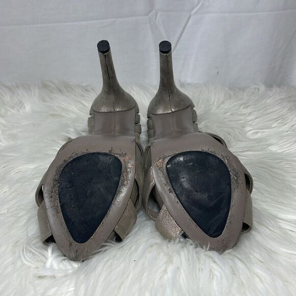 Maiyet Metallic Pewter Grey Platform  Heels Sz 38/US 7.5 - Picture 6 of 7